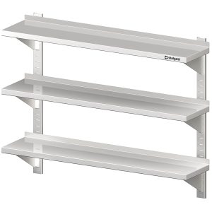 Stalgast Dreifach-Wandbord mit Konsolen, und Wandschienen, 1000x400x930 mm, höhenverstellbar, verschweißt