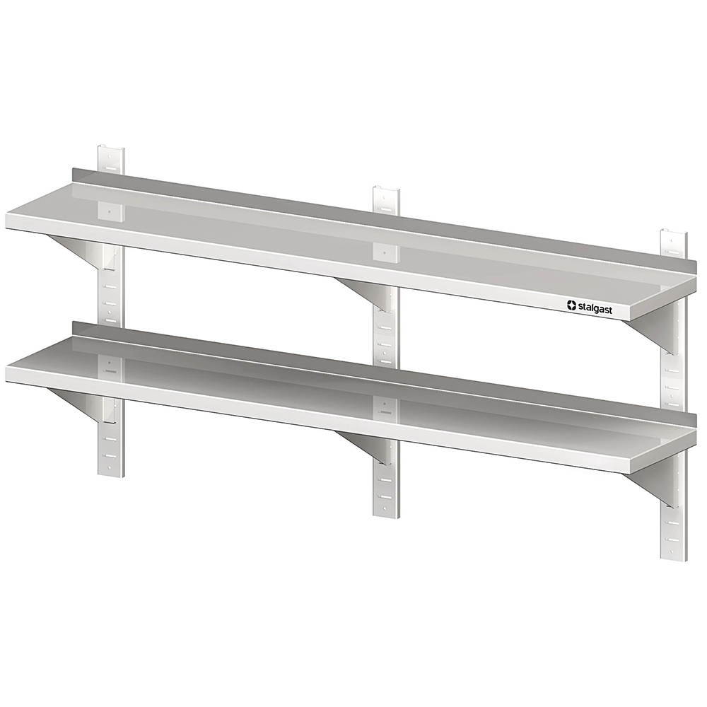 Stalgast Doppel-Wandbord mit Konsolen und Wandschienen 1800x300x660 mm höhenverstellbar