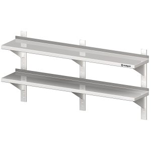 Stalgast Doppel-Wandbord mit Konsolen, und Wandschienen, 1600x400x660 mm, höhenverstellbar, verschweißt