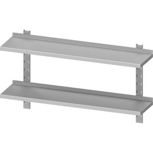 Stalgast Doppel-Wandbord ECO mit Konsolen und Wandschienen 1200x300x660 mm höhenverstellbar, Selbstmontage (AISI201)